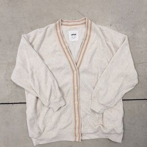 Aerie Cream Cardigan with Tan Stripes